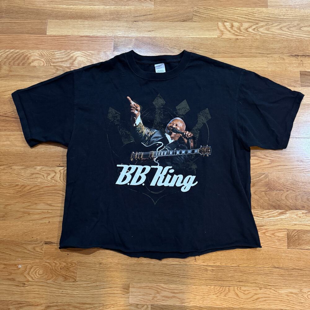 BB King Jazz Music Cropped T-Shirt Mens XL Black Anvil Tag